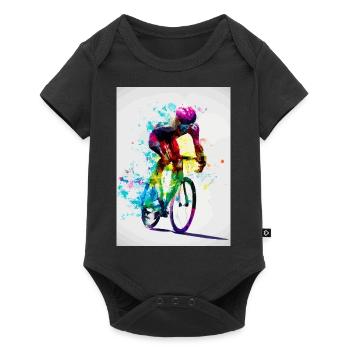 Rennrad Radfahrer Regenbogen - Baby Premium Kurzarmbody - Schwarz - Vorne