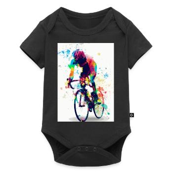 Rennrad Radfahrer Regenbogen - Baby Premium Kurzarmbody - Schwarz - Vorne
