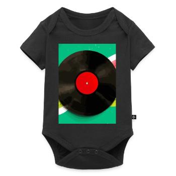 Retro Vinyl Platte Bunt - Baby Premium Kurzarmbody - Schwarz - Vorne