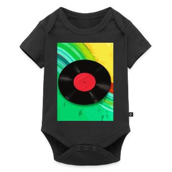 Retro Vinyl Platte Bunt - Baby Premium Kurzarmbody - Schwarz - Vorne