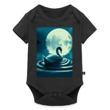 Schwan im Vollmond - Baby Premium Kurzarmbody - Schwarz - Vorne