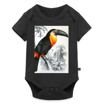 Tucan in Schwarz Weiß Dschungel - Baby Premium Kurzarmbody - Schwarz - Vorne