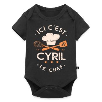 Cyril Chef Ici c est cyril le chef cuisinier - Body à manches courtes Premium Bébé - noir - Devant