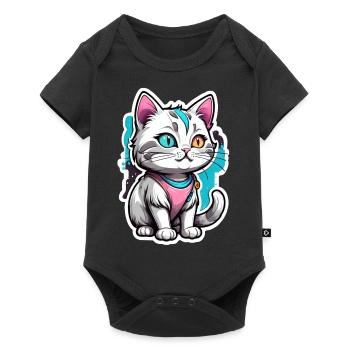 Kawaii Watercolor Cat - Baby Premium short-sleeve bodysuit - black - Front