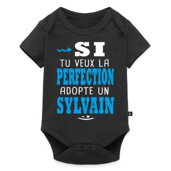 Sylvain Si tu veux la perfection adopte sylvain - Body à manches courtes Premium Bébé - noir - Devant