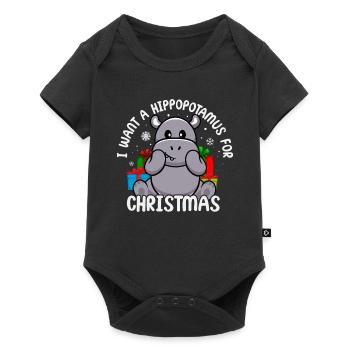 Weihnachten Nilpferd Weihnachtsmann - Baby Premium Kurzarmbody - Schwarz - Vorne