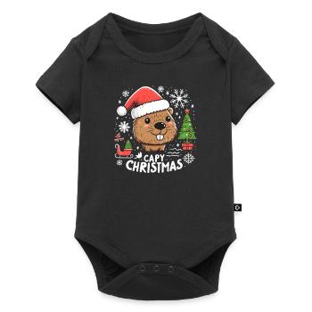 Capybara sapin de Noël père Noël - Body à manches courtes Premium Bébé - noir - Devant