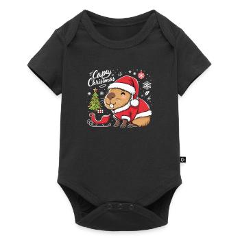 Capybara sapin de Noël père Noël - Body à manches courtes Premium Bébé - noir - Devant