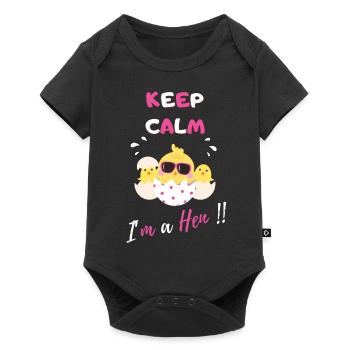 Keep calm I'm a hen - Body à manches courtes Premium Bébé - noir - Devant