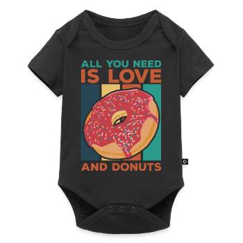 love and donuts - Baby Premium short-sleeve bodysuit - black - Front