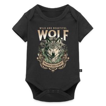 Loup tête de loup Nature nature sauvage aventure forêt Art - Body à manches courtes Premium Bébé - noir - Devant