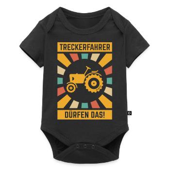 Treckerfahrer Dürfen Das! (Trecker Traktor V6 4C) - Baby Premium Kurzarmbody - Schwarz - Vorne