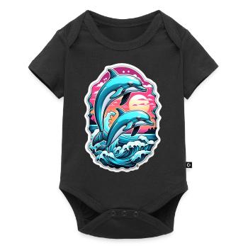 dauphin et ocean - Body à manches courtes Premium Bébé - noir - Devant
