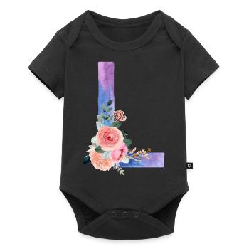 Lettre L watercolor - Body à manches courtes Premium Bébé - noir - Devant