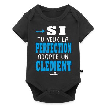 Clément Si tu veux la perfection adopte un Clement - Body à manches courtes Premium Bébé - noir - Devant