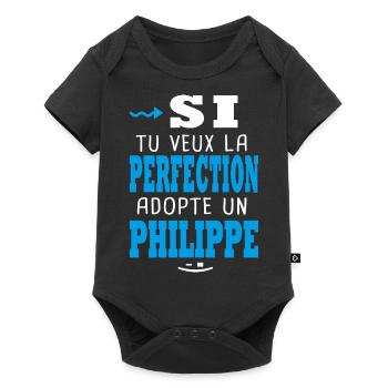 Philippe Si tu veux la perfection adopte Philippe - Body à manches courtes Premium Bébé - noir - Devant