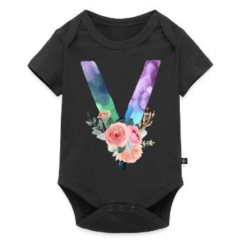 Lettre v watercolor - Body à manches courtes Premium Bébé - noir - Devant