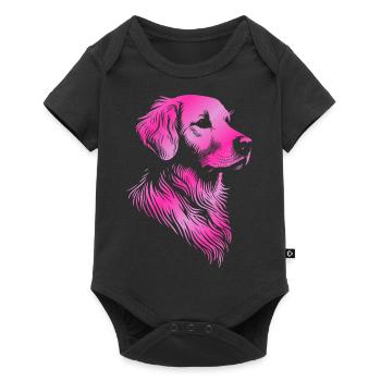 Golden Retriever Drawing Head Pink - Baby Premium short-sleeve bodysuit - black - Front