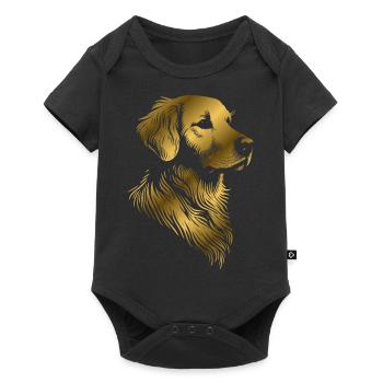 Golden Retriever dessin tête or - Body à manches courtes Premium Bébé - noir - Devant