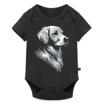 Golden Retriever Drawing Head Silver - Baby Premium short-sleeve bodysuit - black - Front