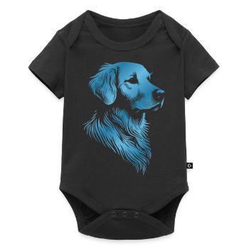 Golden Retriever Zeichnung Kopf blau - Baby Premium Kurzarmbody - Schwarz - Vorne