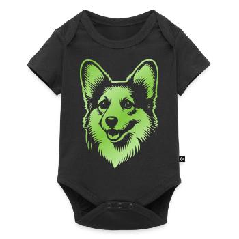 Corgi dessin tête de chien vert - Body à manches courtes Premium Bébé - noir - Devant