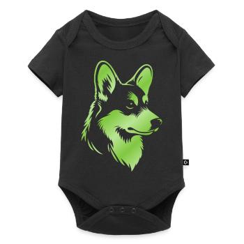 Corgi dessin tête de chien vert - Body à manches courtes Premium Bébé - noir - Devant