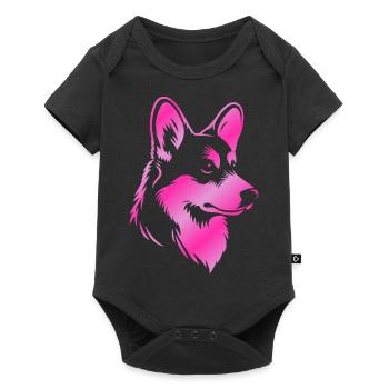 Corgi dessin tête de chien rose - Body à manches courtes Premium Bébé - noir - Devant
