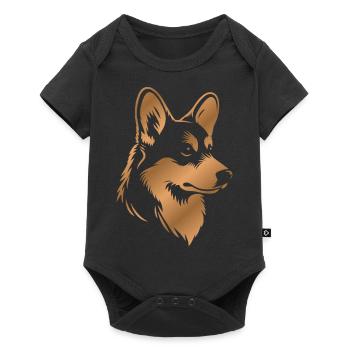 Corgi Zeichnung Hundekopf bronze - Baby Premium Kurzarmbody - Schwarz - Vorne