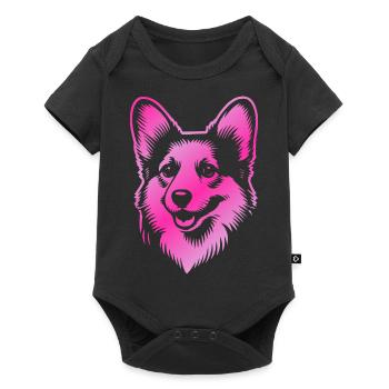 Corgi dessin tête de chien rose - Body à manches courtes Premium Bébé - noir - Devant