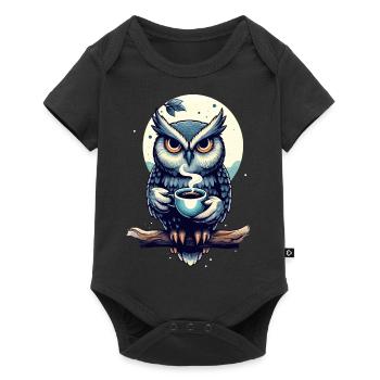 Hibou veilleur de nuit - Body à manches courtes Premium Bébé - noir - Devant
