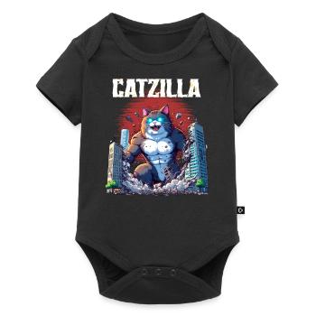 Catzilla-Invasion - Baby Premium Kurzarmbody - Schwarz - Vorne