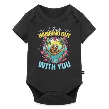 Valentine's Day Gift February 14 Cute Sloth - Baby Premium short-sleeve bodysuit - black - Front