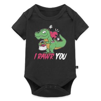 Valentine's Day Dinosaur T-Rex February 14 Dino - Baby Premium short-sleeve bodysuit - black - Front