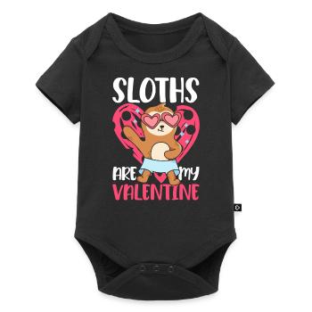 Valentine's Day Gift February 14 Cute Sloth - Baby Premium short-sleeve bodysuit - black - Front