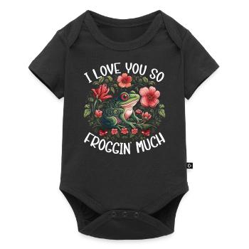 February 14 Valentine's Day Gift Funny Frog - Baby Premium short-sleeve bodysuit - black - Front