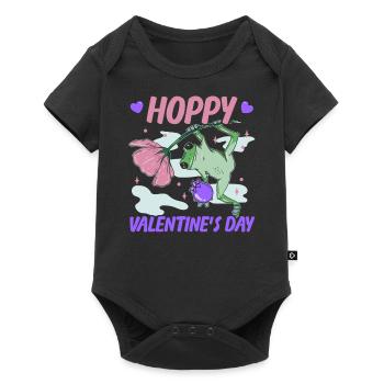 February 14 Valentine's Day Gift Funny Frog - Baby Premium short-sleeve bodysuit - black - Front