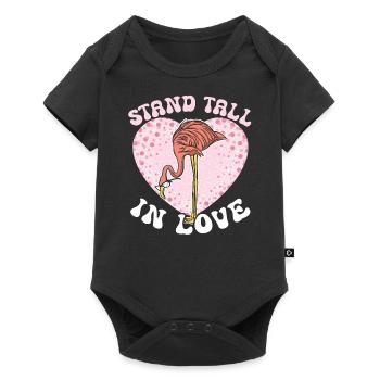 February 14 Valentine's Day Gift Cute Flamingo - Baby Premium short-sleeve bodysuit - black - Front