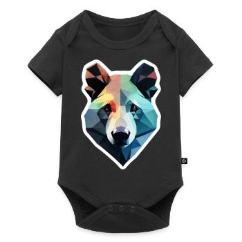 Bär Polygon Geometrie - Baby Premium Kurzarmbody - Schwarz - Vorne