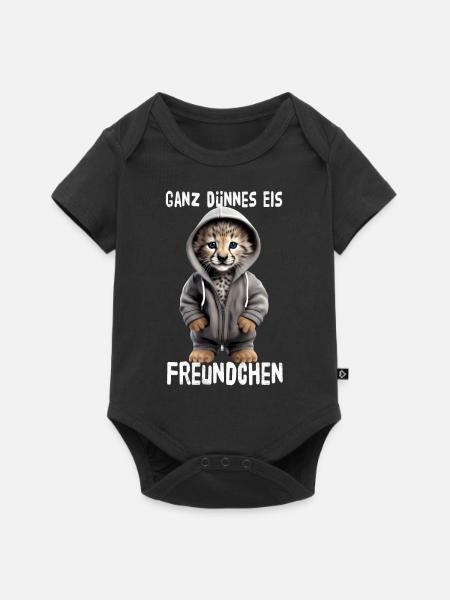 Ganz Dünnes Eis Freundchen Gepard - Baby Premium Kurzarmbody - Schwarz