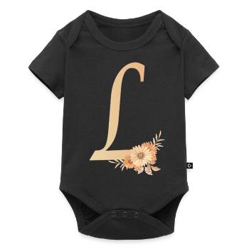Letter L with flowers - Baby Premium short-sleeve bodysuit - black - Front