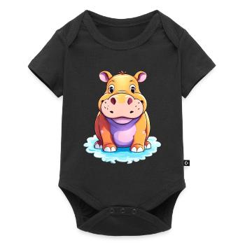 Hippopotame Hippopotame Mignon - Body à manches courtes Premium Bébé - noir - Devant