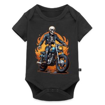 Skelett mit Bike - Baby Premium Kurzarmbody - Schwarz - Vorne