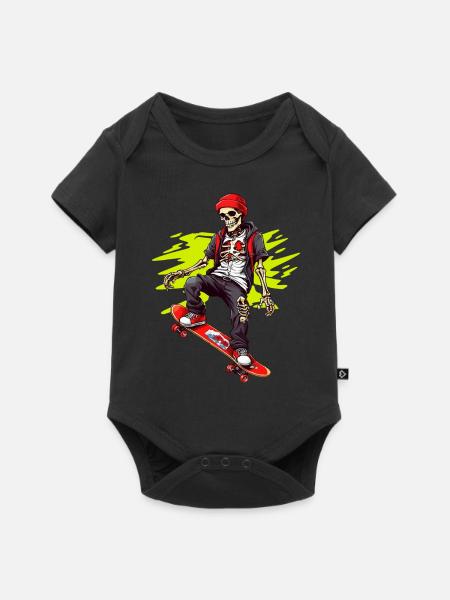 Skateboarding Skelett - Baby Premium Kurzarmbody - Schwarz