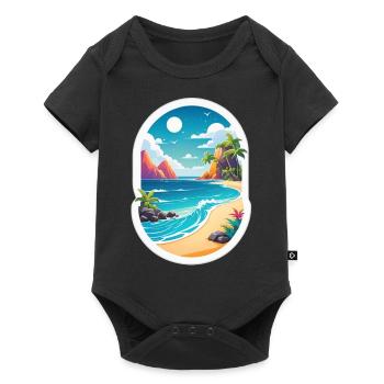 plage vacances soleil mer - Body à manches courtes Premium Bébé - noir - Devant