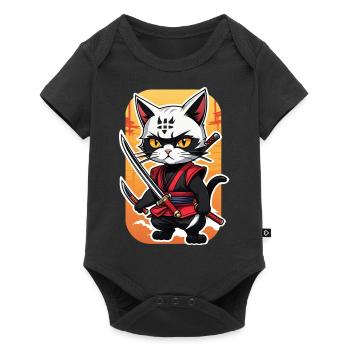 Ninja Cat - Samurai Kitten - Baby Premium short-sleeve bodysuit - black - Front