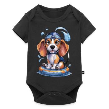 Chiot nageur à l’aventure ! - Body à manches courtes Premium Bébé - noir - Devant
