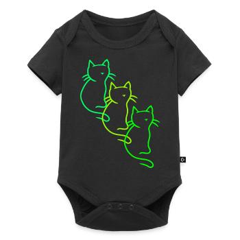 80s 90s Retro Vintage Cats Cat Kitten - Baby Premium short-sleeve bodysuit - black - Front