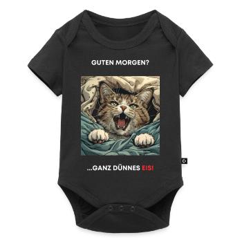 Chat Morning Grouch Chemise Sleepy Tête Endormie - Body à manches courtes Premium Bébé - noir - Devant
