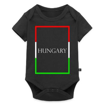 Hongrie, Hongrie Lettrage de déclaration avec drapeau - Body à manches courtes Premium Bébé - noir - Devant